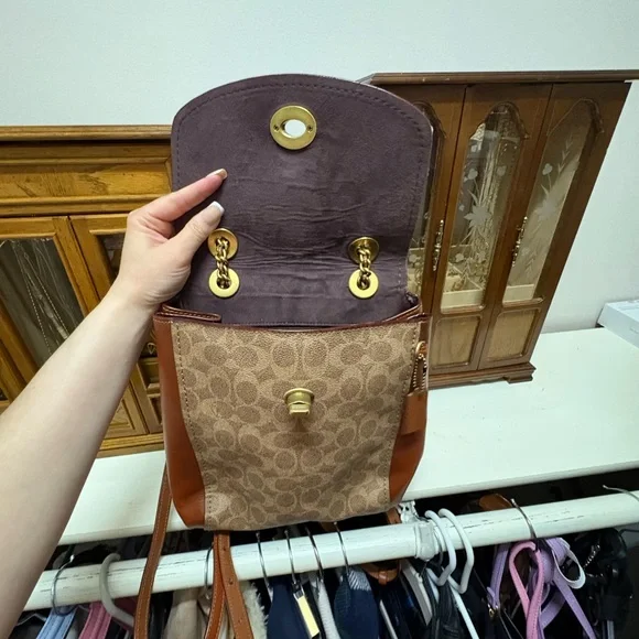 Coach Signature Canvas and Leather Backpack - Brown - Picture 4 of 7